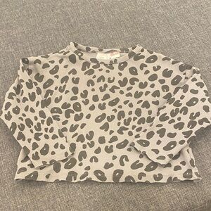 Zara Gray and Black Leopard Print Long Sleeve Tee